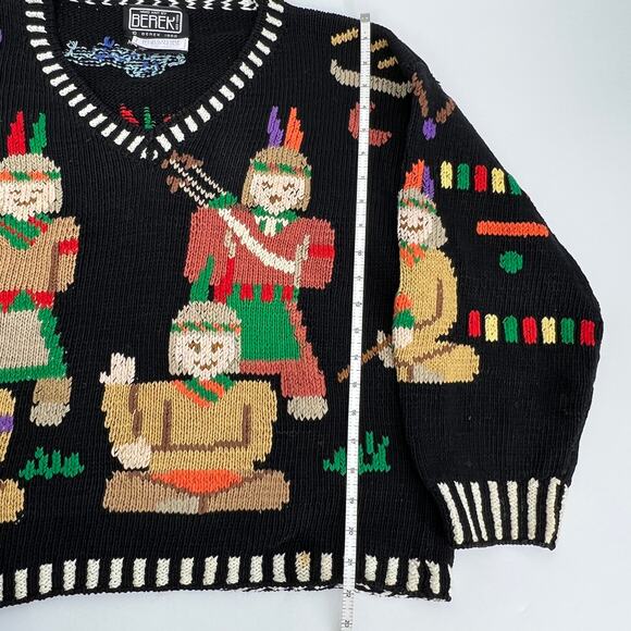 VTG BEREK Bergdorf Goodman New York Hand Knit Native American Themed Sweater M - Picture 5 of 8